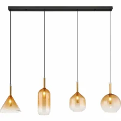 Luminaires Globo Lighting Suspension Globo LOPUSA Laiton, Noir, 4 lumières