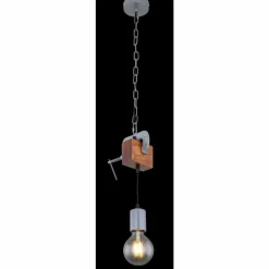 Lampes Industrielles-Luminaires Globo Lighting Suspension Globo LUDI Gris, Bois foncé, 1 lumière