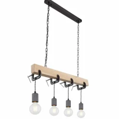 Lampes Industrielles-Luminaires Globo Lighting Suspension Globo LUDI Noir, 4 lumières