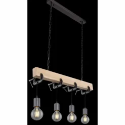 Lampes Industrielles-Luminaires Globo Lighting Suspension Globo LUDI Noir, 4 lumières