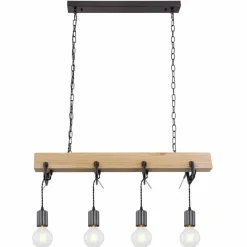 Lampes Industrielles-Luminaires Globo Lighting Suspension Globo LUDI Noir, 4 lumières