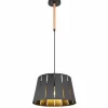 Lampes En Bois-Luminaires Globo Lighting Suspension Globo LUNA Couleur bois, Noir, 1 lumière