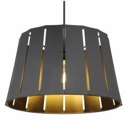 Lampes En Bois-Luminaires Globo Lighting Suspension Globo LUNA Couleur bois, Noir, 1 lumière
