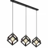 Lampes Industrielles-Luminaires Globo Lighting Suspension Globo LYDIA Noir, 3 lumières