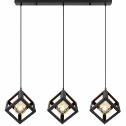 Lampes Industrielles-Luminaires Globo Lighting Suspension Globo LYDIA Noir, 3 lumières