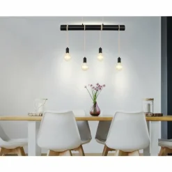 Lampes En Tissu-Luminaires Globo Lighting Suspension Globo MAGNUS Noir, 4 lumières