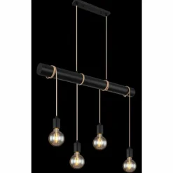 Lampes En Tissu-Luminaires Globo Lighting Suspension Globo MAGNUS Noir, 4 lumières