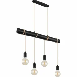 Lampes En Tissu-Luminaires Globo Lighting Suspension Globo MAGNUS Noir, 4 lumières