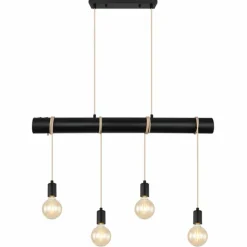 Lampes En Tissu-Luminaires Globo Lighting Suspension Globo MAGNUS Noir, 4 lumières
