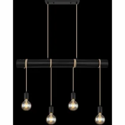 Lampes En Tissu-Luminaires Globo Lighting Suspension Globo MAGNUS Noir, 4 lumières