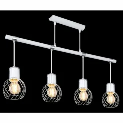 Luminaires Scandinaves-Luminaires Globo Lighting Suspension Globo MAIDA Chrome, Blanc, 4 lumières