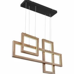 Lampes En Bois-Luminaires Globo Lighting Suspension Globo MANDERA LED Noir, 1 lumière