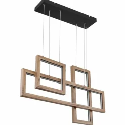 Lampes En Bois-Luminaires Globo Lighting Suspension Globo MANDERA LED Noir, 1 lumière