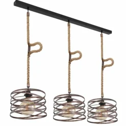 Lampes Vintages & Rétros-Luminaires Globo Lighting Suspension Globo MARCO Brun, Noir, 3 lumières