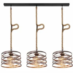 Lampes Vintages & Rétros-Luminaires Globo Lighting Suspension Globo MARCO Brun, Noir, 3 lumières