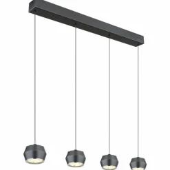Luminaires Globo Lighting Suspension Globo MARTHY LED Gris, 4 lumières* Suspensions