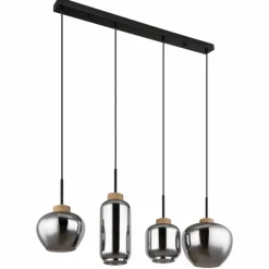 Suspension Verre Fumé-Luminaires Globo Lighting Suspension Globo MATT Noir, 4 lumières
