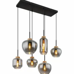 Suspension Verre Fumé-Luminaires Globo Lighting Suspension Globo MATT Noir, 6 lumières