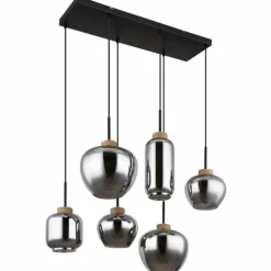 Suspension Verre Fumé-Luminaires Globo Lighting Suspension Globo MATT Noir, 6 lumières