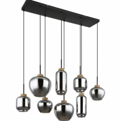 Suspension Verre Fumé-Luminaires Globo Lighting Suspension Globo MATT Noir, 8 lumières