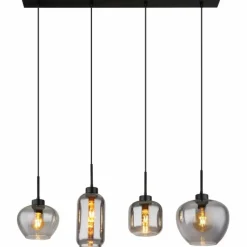 Suspension Verre Fumé-Luminaires Globo Lighting Suspension Globo MATT Noir, 4 lumières