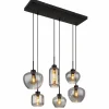 Suspension Verre Fumé-Luminaires Globo Lighting Suspension Globo MATT Noir, 6 lumières