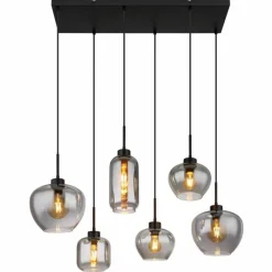 Suspension Verre Fumé-Luminaires Globo Lighting Suspension Globo MATT Noir, 6 lumières