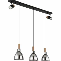 Suspension Verre Fumé-Luminaires Globo Lighting Suspension Globo MATTEA Noir, 5 lumières