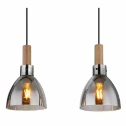 Suspension Verre Fumé-Luminaires Globo Lighting Suspension Globo MATTEA Noir, 4 lumières