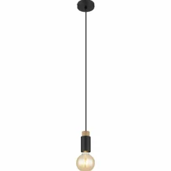 Lampes En Bois-Luminaires Globo Lighting Suspension Globo MATTI Écru, Noir, 1 lumière