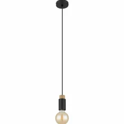 Lampes En Bois-Luminaires Globo Lighting Suspension Globo MATTI Écru, Noir, 1 lumière