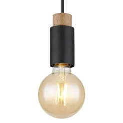 Lampes En Bois-Luminaires Globo Lighting Suspension Globo MATTI Écru, Noir, 1 lumière