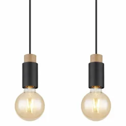 Lampes En Bois-Luminaires Globo Lighting Suspension Globo MATTI Écru, Noir, 4 lumières