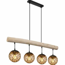 Lampes En Bois-Luminaires Globo Lighting Suspension Globo MAXI Écru, Noir, 4 lumières
