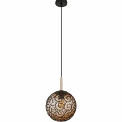 Lampes En Bois-Luminaires Globo Lighting Suspension Globo MAXI Écru, Noir, 1 lumière