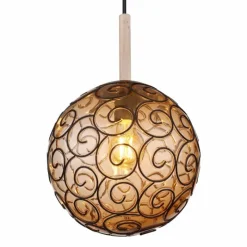 Lampes En Bois-Luminaires Globo Lighting Suspension Globo MAXI Écru, Noir, 1 lumière