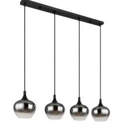 Suspension Verre Fumé-Luminaires Globo Lighting Suspension Globo MAXY Noir, 4 lumières