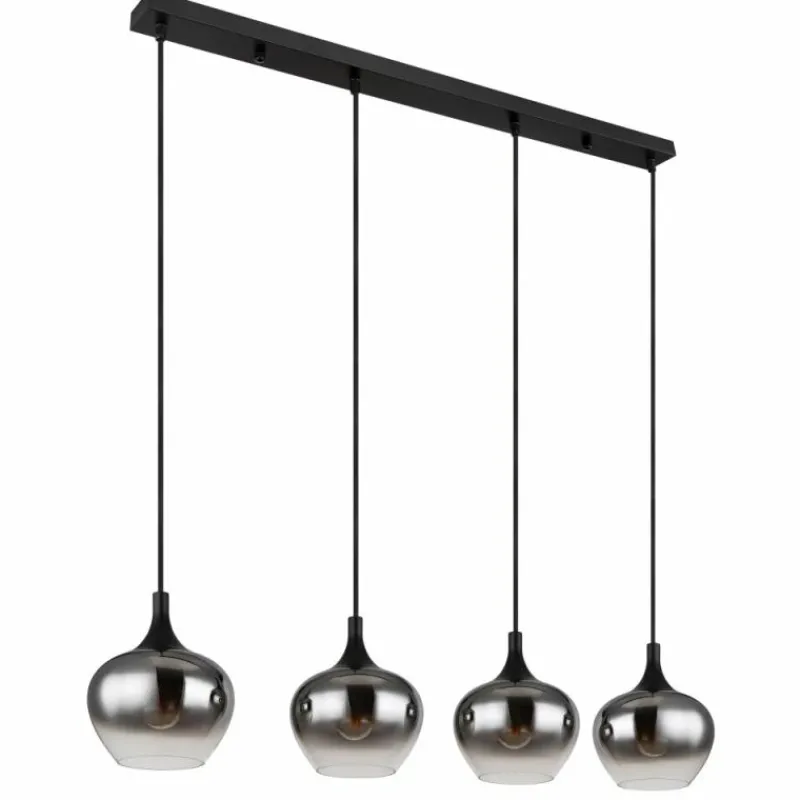 Suspension Verre Fumé-Luminaires Globo Lighting Suspension Globo MAXY Noir, 4 lumières