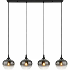 Suspension Verre Fumé-Luminaires Globo Lighting Suspension Globo MAXY Noir, 4 lumières