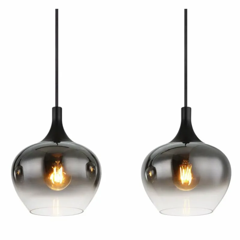 Suspension Verre Fumé-Luminaires Globo Lighting Suspension Globo MAXY Noir, 4 lumières