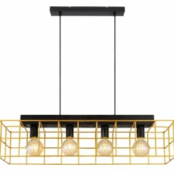 Lampes Industrielles-Luminaires Globo Lighting Suspension Globo MERRIL Noir, 4 lumières