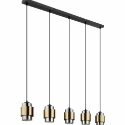 Suspension Verre Fumé-Luminaires Globo Lighting Suspension Globo MILLEY Laiton, Noir, 5 lumières