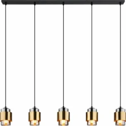 Suspension Verre Fumé-Luminaires Globo Lighting Suspension Globo MILLEY Laiton, Noir, 5 lumières