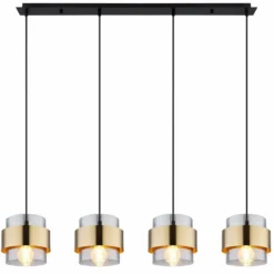 Suspension Verre Fumé-Luminaires Globo Lighting Suspension Globo MILLEY Noir, 4 lumières