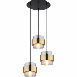 Suspension Verre Fumé-Luminaires Globo Lighting Suspension Globo MILLEY Noir, 3 lumières