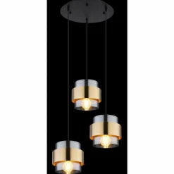 Suspension Verre Fumé-Luminaires Globo Lighting Suspension Globo MILLEY Noir, 3 lumières