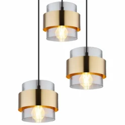 Suspension Verre Fumé-Luminaires Globo Lighting Suspension Globo MILLEY Noir, 3 lumières