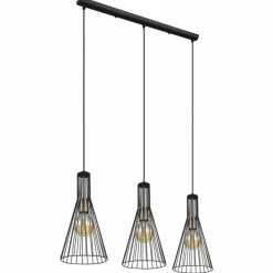 Lampes Vintages & Rétros-Luminaires Globo Lighting Suspension Globo MILLI Noir, 3 lumières