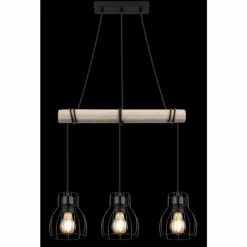 Lampes En Bois-Luminaires Globo Lighting Suspension Globo MINA Écru, Noir, 3 lumières