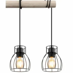 Lampes En Bois-Luminaires Globo Lighting Suspension Globo MINA Écru, Noir, 3 lumières